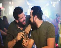 A.J. Buckley consuming alcohol